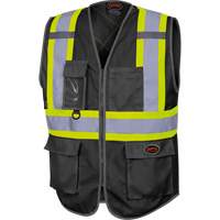 6959BK Veste de s&eacute;curit&eacute; haute visibilit&eacute; en tricot chaîne avec fermeture &agrave; glissi&egrave;re, Noir, T-petit, Polyester Cam Industrial