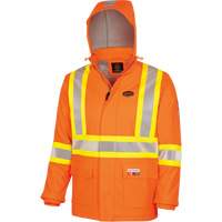 5884 Manteau imperm&eacute;able ignifuge et r&eacute;sistant aux arcs &eacute;lectriques avec capuchon Flash-Gard, Petit, Orange haute visibilit&eacute;, 51 cal/cm² Cam Industrial