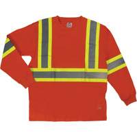 Long Sleeve Safety T-Shirt, Cotton, X-Small, High Visibility Orange SHI995 | Cam Industrial