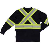 Long Sleeve Safety T-Shirt, Cotton, X-Small, Black SHJ005 | Cam Industrial