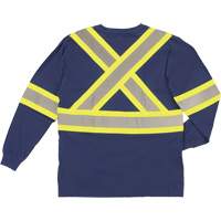 Long Sleeve Safety T-Shirt, Cotton, X-Small, Navy Blue SHJ014 | Cam Industrial