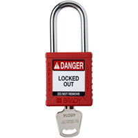 Cadenas de verrouillage Velocity, Rouge, Cl&eacute;s diff&eacute;rentes, Nylon, Largeur de 1-1/2" Cam Industrial
