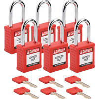 Cadenas de verrouillage Velocity, Rouge, Cl&eacute;s identiques, Nylon, Largeur de 1-1/2" Cam Industrial