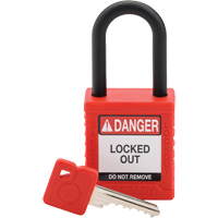 Cadenas de verrouillage de s&eacute;curit&eacute; Velocity, Rouge, Cl&eacute;s diff&eacute;rentes, Nylon, Largeur de 1-1/2" Cam Industrial