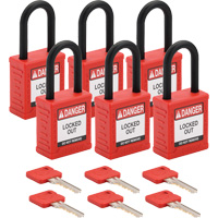 Cadenas de verrouillage Velocity, Rouge, Cl&eacute;s identiques, Nylon, Largeur de 1-1/2" Cam Industrial
