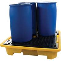4-Drum Spill Pallet, 66 US gal. Spill Capacity, 57.5" x 57.5" x 12" Cam Industrial