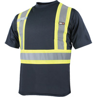 Quick Dry Short Sleeves T-Shirt, Polyester, Small, Navy Blue Cam Industrial