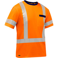 Bisley&reg; X-Back Short Sleeve Shirt, Poly-Cotton, Small, High Visibility Orange Cam Industrial