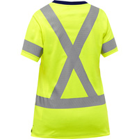 Bisley&reg; Women's X-Back Short Sleeve Shirt, Poly-Cotton, Small, High Visibility Lime-Yellow Cam Industrial