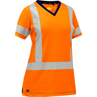 Bisley&reg; Women's X-Back Short Sleeve Shirt, Poly-Cotton, Small, High Visibility Orange Cam Industrial