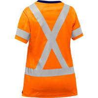 Bisley&reg; Women's X-Back Short Sleeve Shirt, Poly-Cotton, Small, High Visibility Orange Cam Industrial