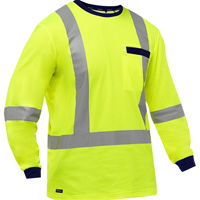 Bisley&reg; X-Back Long Sleeve Shirt, Poly-Cotton, Small, High Visibility Lime-Yellow Cam Industrial
