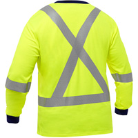 Bisley&reg; X-Back Long Sleeve Shirt, Poly-Cotton, Small, High Visibility Lime-Yellow Cam Industrial