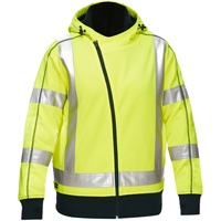 Bisley&reg; X-Back Women's Contoured Full Zip Hooded Sweatshirt with Sherpa Lining, Small, High Visibility Lime-Yellow Cam Industrial