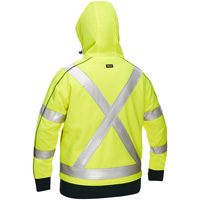 Bisley&reg; X-Back Women's Contoured Full Zip Hooded Sweatshirt with Sherpa Lining, Small, High Visibility Lime-Yellow Cam Industrial