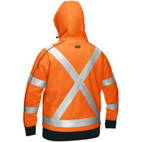 Bisley&reg; X-Back Women's Contoured Full Zip Hooded Sweatshirt with Sherpa Lining, Small, High Visibility Orange Cam Industrial