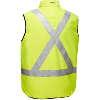 Veste bouffante r&eacute;versible avec X au dos Bisley, Jaune lime haute visibilit&eacute;, Petit, Polyester Cam Industrial
