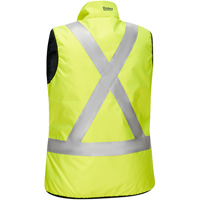 Veste bouffante, enveloppante et r&eacute;versible avec X au dos Bisley pour femmes, Jaune lime haute visibilit&eacute;, Petit, Polyester Cam Industrial