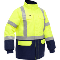 Manteau pour le froid extr&ecirc;me avec bas bleu marin et X au dos Bisley, Polyester, Jaune lime haute visibilit&eacute;, Petit Cam Industrial