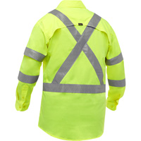 Bisley&reg; X-Back Long Sleeve Work Shirt with X-Airflow, Poly-Cotton, Small, High Visibility Lime-Yellow Cam Industrial