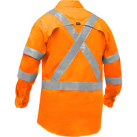 Bisley&reg; X-Back Long Sleeve Work Shirt with X-Airflow, Poly-Cotton, Small, High Visibility Orange Cam Industrial