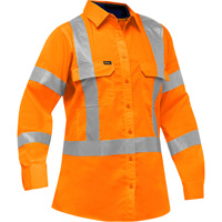 Bisley&reg; X-Back Women's Long Sleeve Work Shirt with X-Airflow, Poly-Cotton, Small, High Visibility Orange Cam Industrial