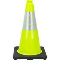 C&ocirc;ne de signalisation de premi&egrave;re qualit&eacute;, 18", Vert lime, Bande(s) r&eacute;fl&eacute;chissante(s) 6" Cam Industrial