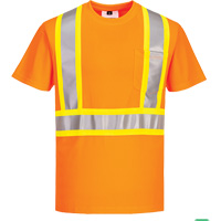T-shirt de s&eacute;curit&eacute; &agrave; bandes contrastantes, Polyester, Petit, Orange haute visibilit&eacute; Cam Industrial