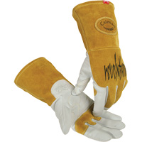 Caiman&reg; Premium TIG/MIG Welder's Gloves with FR Insulated Split Cowhide Back, Grain Goatskin, Size Small Cam Industrial