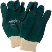 Double Dipped Green Gloves, 10" L, PVC, Cotton Jersey Inner Lining, 70-mil Cam Industrial