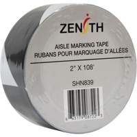 Aisle Marking Tape, 2" x 108', PVC, Black and White Cam Industrial