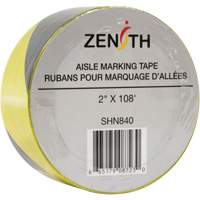 Aisle Marking Tape, 2" x 108', PVC, Black and Yellow Cam Industrial