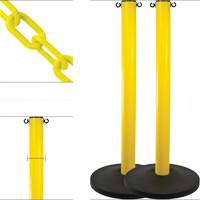 Industrial Stanchion Kit with Plastic Chain, 37" High, Yellow Cam Industrial