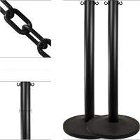 Industrial Stanchion Kit with Plastic Chain, 37" High, Black Cam Industrial