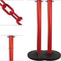 Industrial Stanchion Kit with Plastic Chain, 37" High, Red Cam Industrial