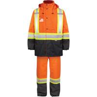 High-Visibility 150-Deniers Rain Suit, Polyester, Small, High Visibility Orange Cam Industrial