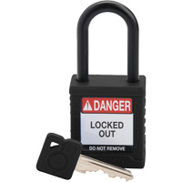 Velocity Safety Lockout Padlock, Safety Padlock, Keyed Different, Nylon, 1-1/2" Width Cam Industrial
