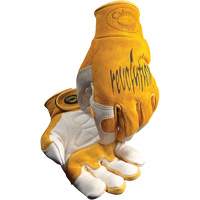 Gants de soudeur TIG/MIG de premi&egrave;re qualit&eacute; Caiman avec fermeture &agrave; boucles & crochets, Cuir de vache refendu, Taille Moyen Cam Industrial