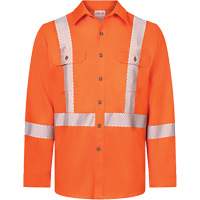Chemise de travail haute visibilit&eacute; &agrave; bandes segment&eacute;es 7 oz de luxe Avenger, Style 652, Hommes, Petit, Orange Cam Industrial
