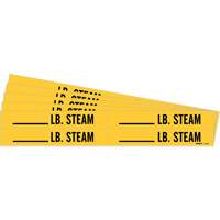 Marqueurs de tuyau avec espace vierge suivi de LB. Steam, Autocollant, 1-1/8" h x 7" la, Noir sur jaune Cam Industrial