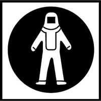 Right to Know Pictogram Labels - Full Protection Suit, Vinyl, Sheet, 5/8" L x 3/4" W Cam Industrial
