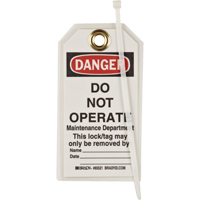 &eacute;tiquettes de verrouillage, Plastique, 3" la x 5-1/2" h, Anglais Cam Industrial