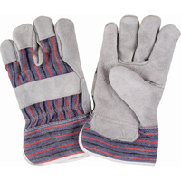 Rugged Fitters Gloves, Large, Split Cowhide Palm, Cotton Inner Lining Cam Industrial