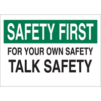 Enseigne  Talk Safety , 10" x 14", Aluminium, Anglais Cam Industrial