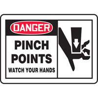 "Pinch Points" Sign, 7" x 10", Plastic, English with Pictogram Cam Industrial