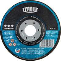 Rondeller Depressed Centre Grinding Wheel, 4-1/2", 36 Grit, 7/8", 13300 RPM, Type 29 Cam Industrial