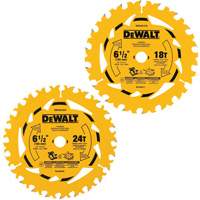 Circular Saw Blade Combo Pack, 6-1/2", 18/24 Teeth, Wood Use Cam Industrial