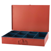 Compartment Box With 12 Adjustable Compartments, 12" D x 18" W x 3" H, Red Cam Industrial