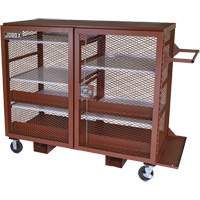 Mobile Mesh Cabinet, Steel, 49 Cubic Feet, Red Cam Industrial