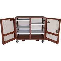Mobile Mesh Cabinet, Steel, 49 Cubic Feet, Red Cam Industrial